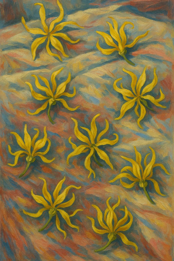 ベッドにまかれたイランイラン