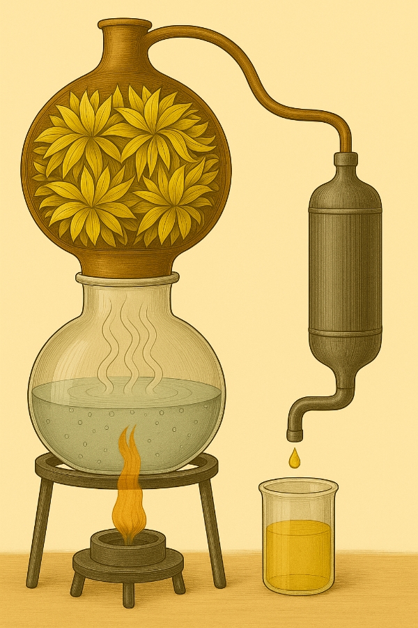 イランイランを水蒸気蒸留