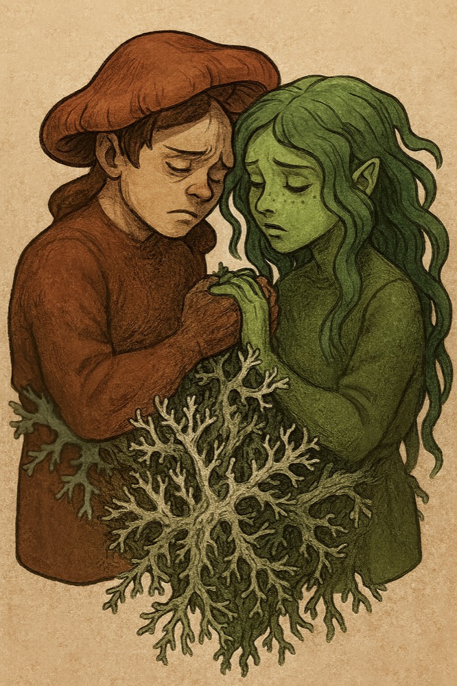 オークモスは菌類と藻類が助け合っている地衣類だというイメージ