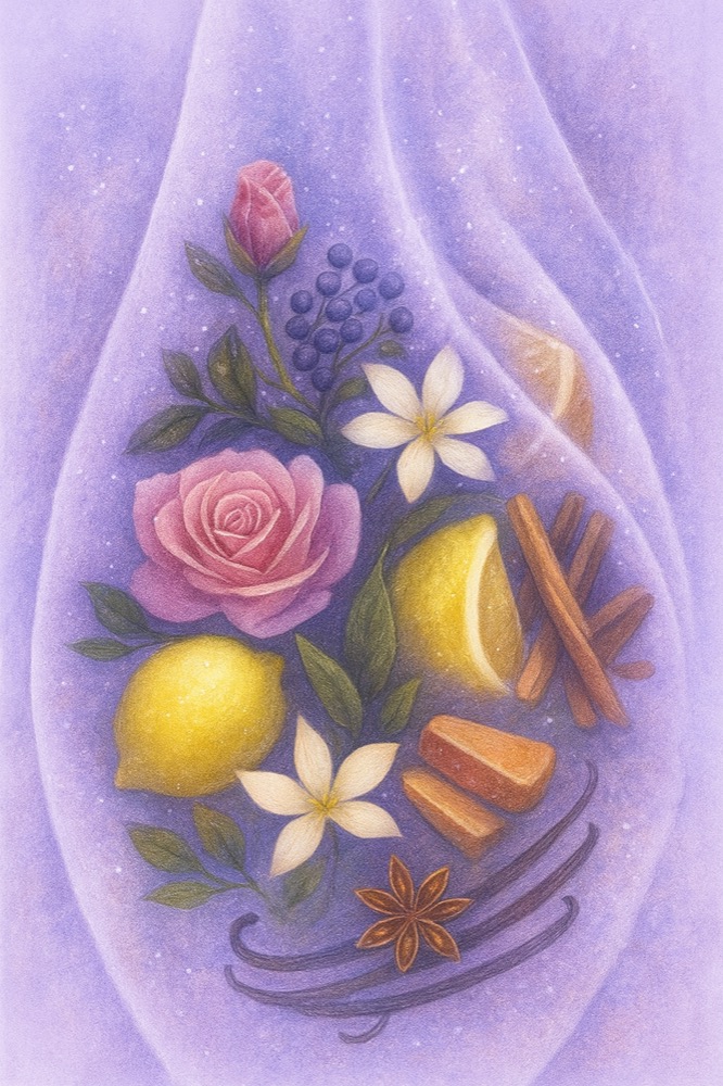 香りの表面を磨く冷たいパウダリーのヴェールのアイリスのイメージ